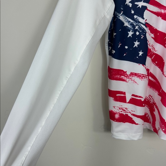 SanSoliel Red White & Blue Flag Long Sleeve 3/4 Zip golf tennis top Small - Picture 3 of 6
